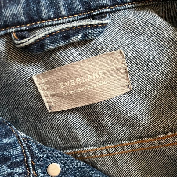 Everlane "Shrunken Denim Jacket" | Dark Indigo Cropped Jean Jacket | Size Small - Picture 5 of 12